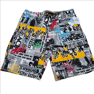 Basketball Shorts Newspaper Print Size L NWT